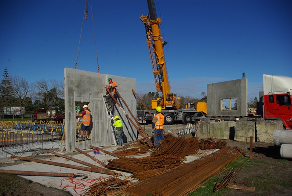 The progress of the pool construction